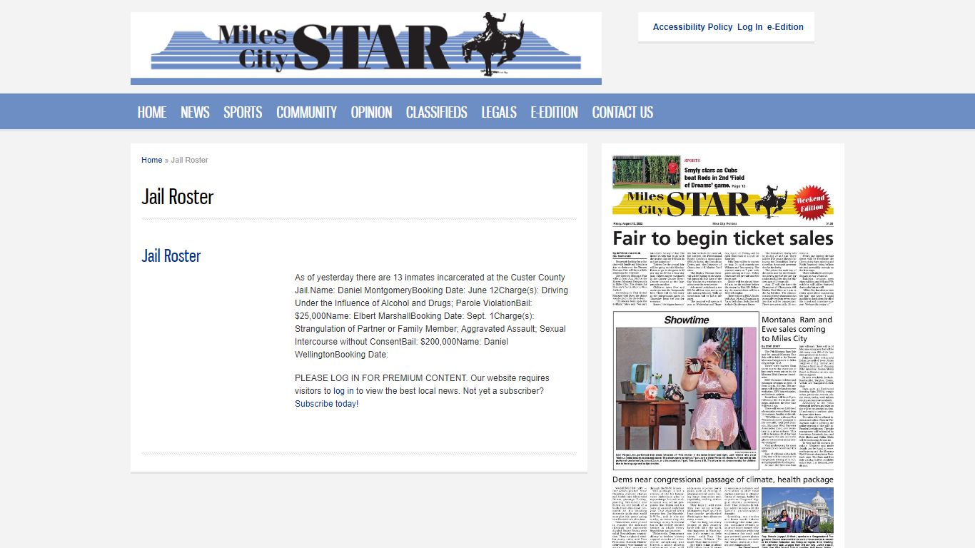 Jail Roster | Miles City Star